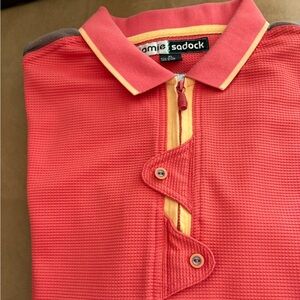 Jamie Sadock Coral Polo Shirt with Yellow Accents